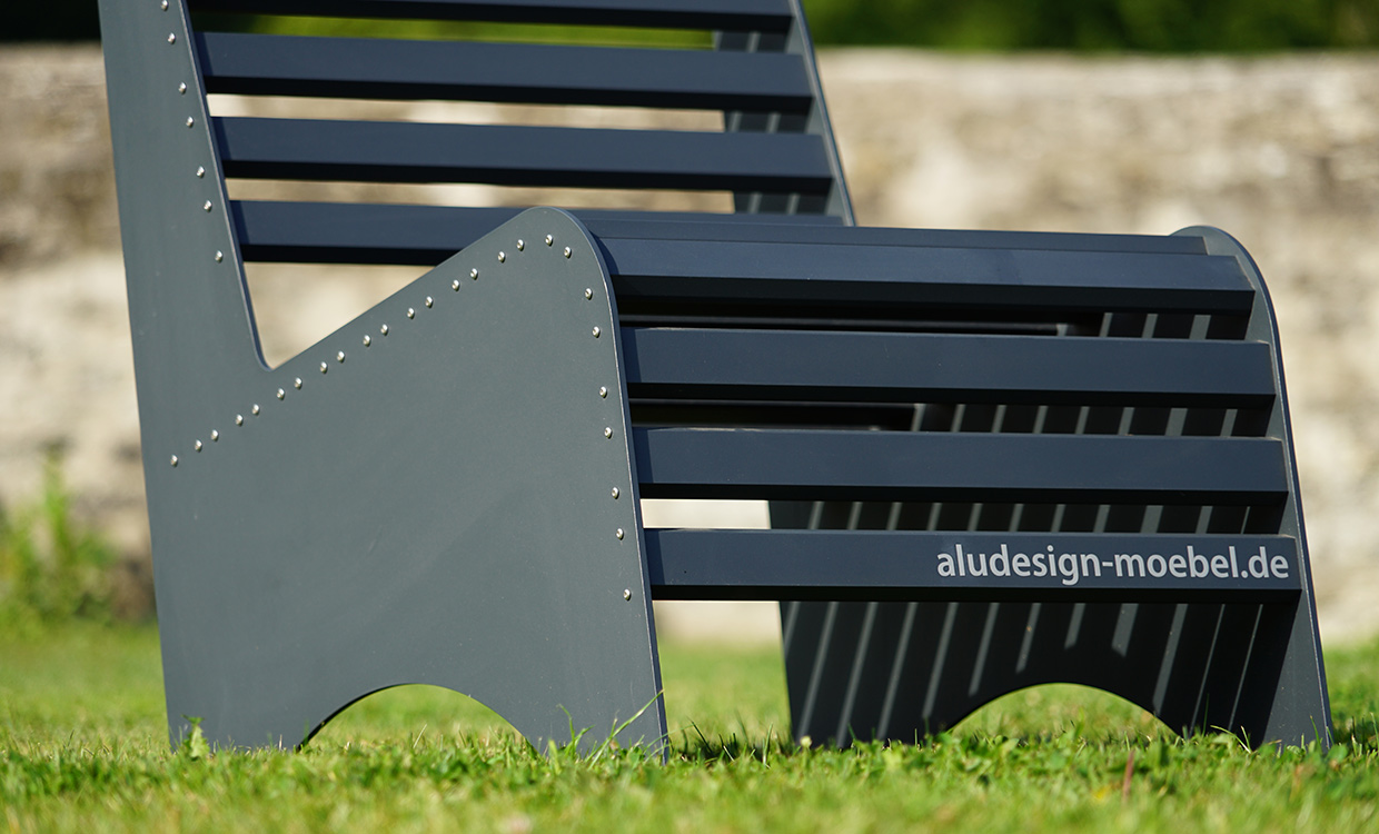 Loungesitz aus Aluminium für den Außeneinsatz - dunkelgrau von Aludesign Möbel - Detail
