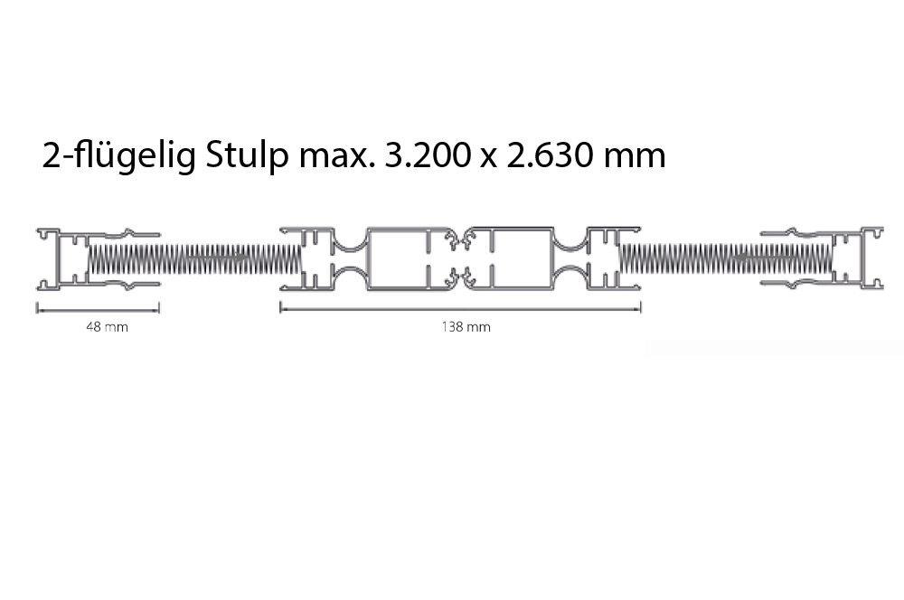 Plissee 25 - 2-flügelig Stulp max. 3.200 x 2.630 mm