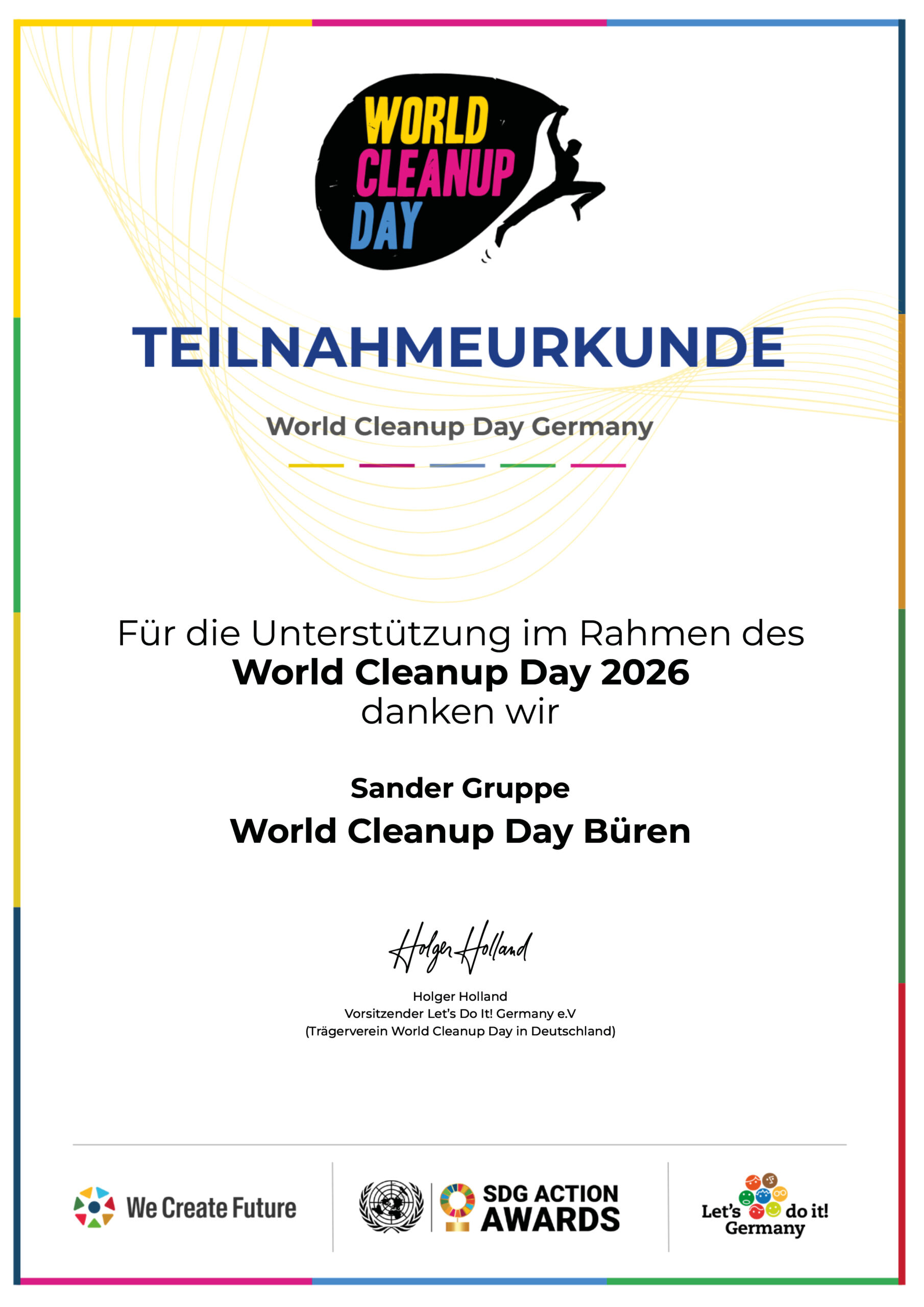 Urkunde World Cleanup Day Urkunde World Cleanup Day